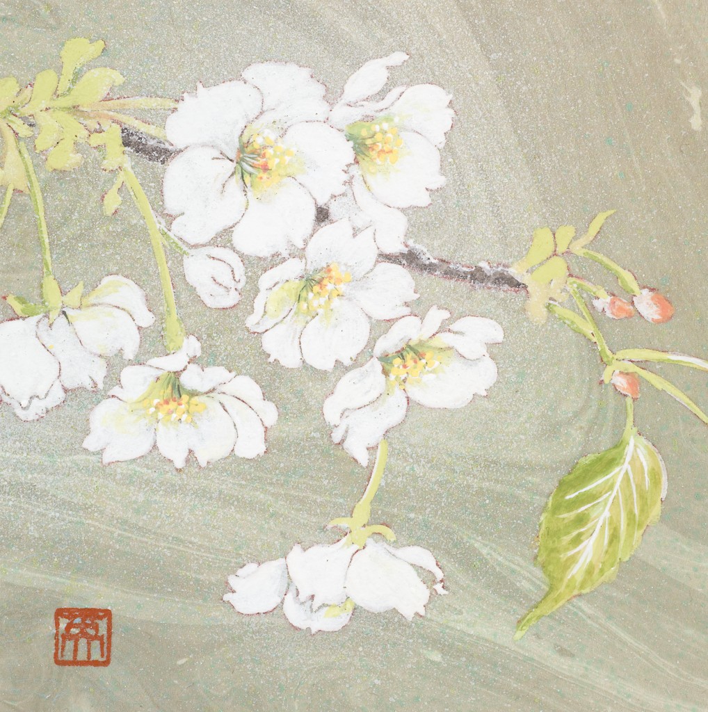 「花笑み」　さくら　日本画　Japanese painting of cherry blossoms 　１３×１３